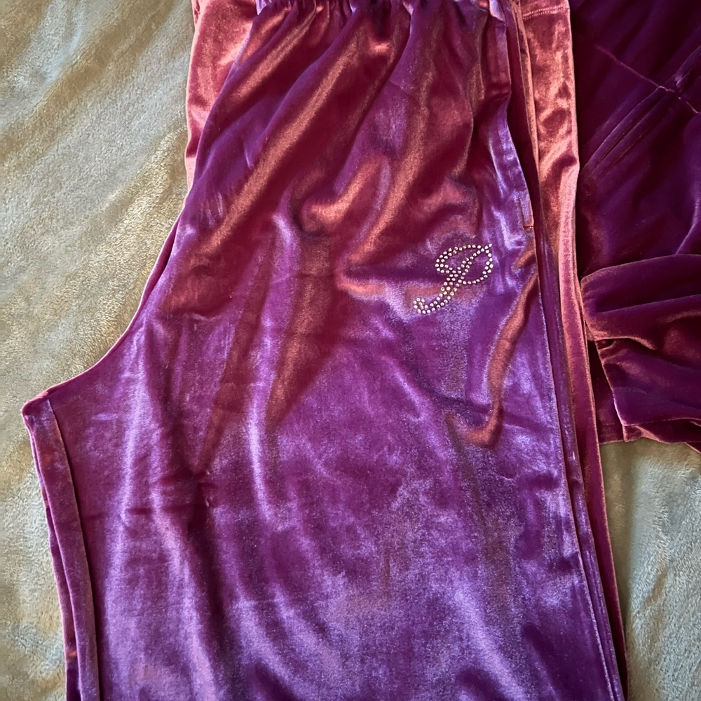 Velour Two-Piece Track Set in Plum - Juicy Couture Inspired - Picture 6 of 9